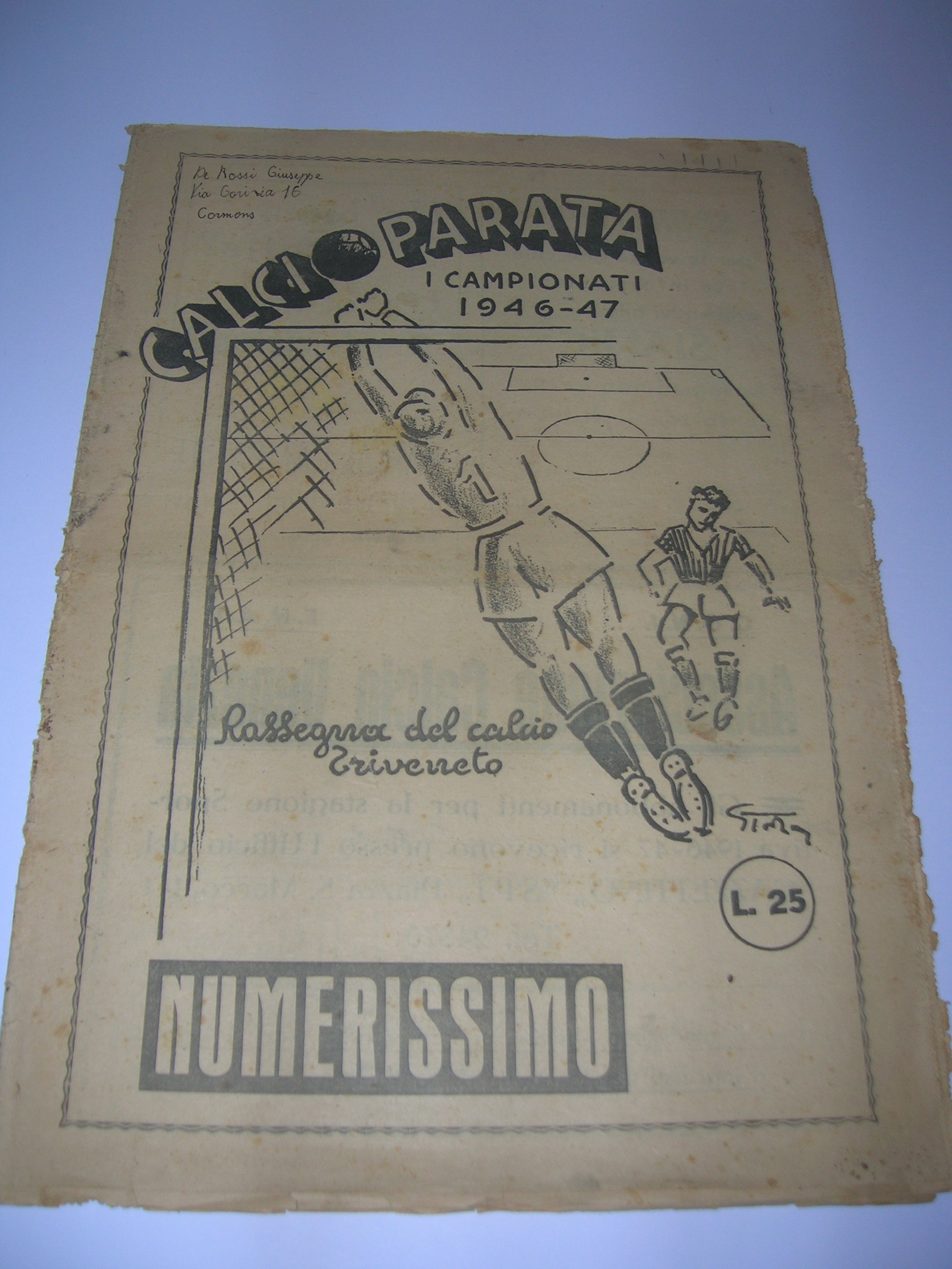 Calcio Parata i Campionati 1946-47  rassegna del calcio Triveneto